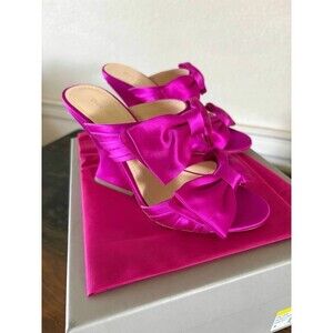 Dee Ocleppo Double Bow Burgundy Satin Leather Sandals-NEW SZ 6 & 6.5